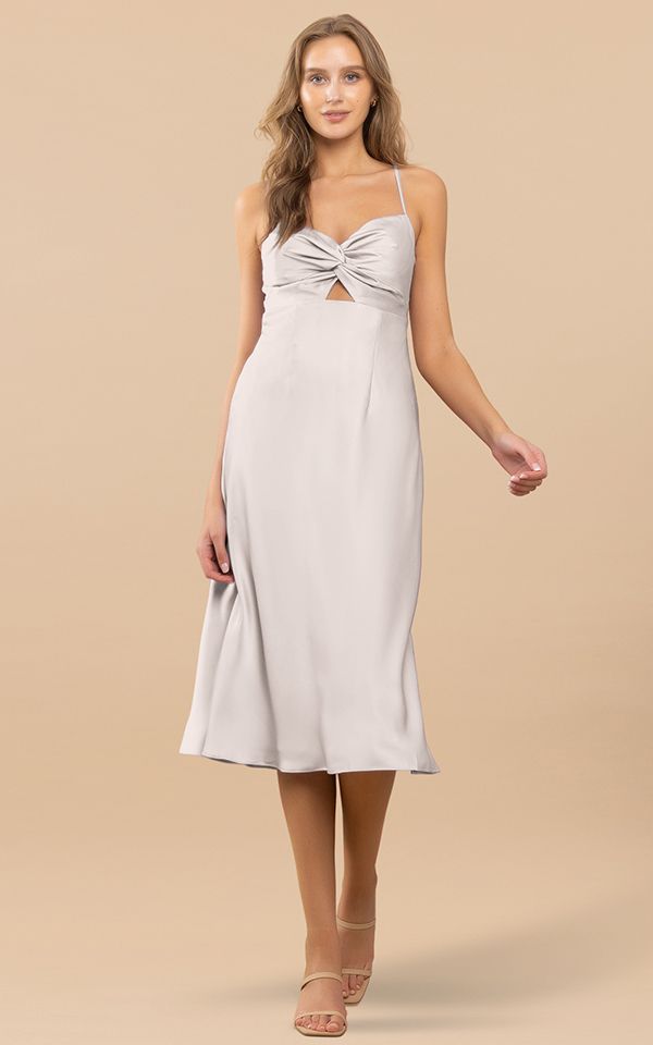 knee length dresses for ladies Navy Embroidered Linen Alma Midi Dress main image 1